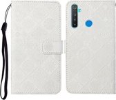 Voor OPPO Realme 5 Pro Etnische Stijl Reliëfpatroon Horizontale Flip Leren Case met Houder & Kaartsleuven & Portemonnee & Lanyard (Wit)