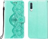Voor Samsung Galaxy A50 Flower Vine Embossing Pattern Horizontale Flip Leather Case met Card Slot & Holder & Wallet & Lanyard (Green)