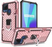 Voor OPPO Realme C15 Cool Armor PC + TPU schokbestendig hoesje met 360 graden rotatie ringhouder (roségoud)