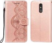 Voor LG Stylo 5 Flower Vine Embossing Pattern Horizontale Flip Leather Case met Card Slot & Holder & Wallet & Lanyard (Rose Gold)