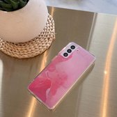 Voor Samsung Galaxy S21 Ultra 5G gekleurd glazuur marmer TPU + pc beschermhoes (roze)