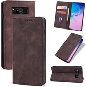 Voor Samsung Galaxy S8 + Huid-aanvoelende Kalfsleer Textuur Magnetische Dual-Fold Horizontale Flip Leren Case met Houder & Kaartsleuven & Portemonnee (Koffie)