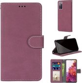 Voor Samsung Galaxy S20 FE / S20 FE Lite Retro Frosted Horizontale Flip PU lederen tas met houder & kaartsleuven & portemonnee & fotolijst (Rose Red)