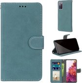 Voor Samsung Galaxy S20 FE / S20 FE Lite Retro Frosted Horizontale Flip PU lederen tas met houder & kaartsleuven & portemonnee & fotolijst (blauw)