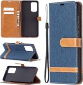 Voor Samsung Galaxy A72 5G Kleuraanpassing Denim Textuur Horizontale Flip Leren Case met Houder & Kaartsleuven & Portemonnee & Lanyard (Donkerblauw)