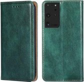 Voor Samsung Galaxy S21 Ultra 5G PU + TPU Gloss Oil Effen Kleur Magnetische Horizontale Flip Leren Case met Houder & Kaartsleuf & Portemonnee (Groen)