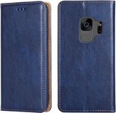 Voor Samsung Galaxy S9 PU + TPU Glanzende olie Effen kleur Magnetische horizontale flip lederen tas met houder & kaartsleuf & portemonnee (blauw)