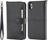 Voor iPhone XR multifunctionele afneembare magnetische horizontale flip lederen tas met kaartsleuven en houder en portemonnee en fotolijst (zwart)