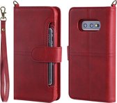 Voor Galaxy S10e Multifunctionele afneembare magnetische horizontale flip lederen tas met kaartsleuven en houder en portemonnee en fotolijst (rood)