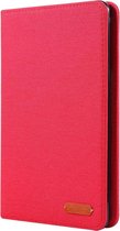 Voor iPad Mini 4/3/2/1 doek Teature horizontale Flip PU lederen tas met met houder & kaartsleuven (rood)