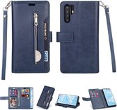 Voor Huawei P30 Pro Multifunctionele Rits Horizontale Flip Leren Case met Houder & Portemonnee & 9 Kaartsleuven & Lanyard (Blauw)