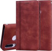 Voor Huawei P30 Lite Frosted Business Magnetische Horizontale Flip PU Leather Case met houder & kaartsleuf & lanyard (bruin)