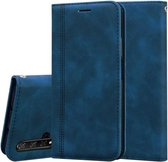 Voor Huawei Honor 20 Frosted Business Magnetische Horizontale Flip PU Leather Case met Houder & Kaartsleuf & Lanyard (Blauw)