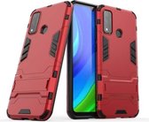 Voor Huawei P smart 2020 PC + TPU schokbestendige beschermhoes met houder (rood)