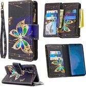 Voor Xiaomi Mi CC9 Pro / Note 10 Gekleurd Tekeningpatroon Rits Horizontaal Flip Leren Tas met Houder & Kaartsleuven & Portemonnee (Grote Vlinder)