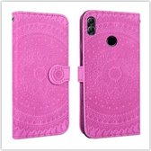 Voor Huawei Y6 2019 Geperst Afdrukken Patroon Horizontale Flip PU Lederen Case met Houder & Kaartsleuven & Portemonnee & & Lanyard (Violet)