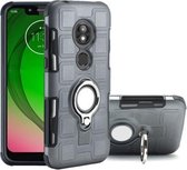 Voor Motorola Moto G7 Play 2 in 1 Cube PC + TPU beschermhoes met 360 graden draaien zilveren ringhouder (grijs)