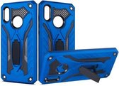 Schokbestendige TPU + pc-beschermhoes met houder voor Huawei P Smart (2019) (blauw)