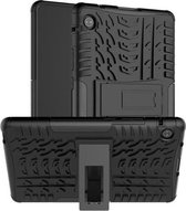 Voor Huawei MatePad T8 Bandentextuur Schokbestendig TPU + PC beschermhoes met houder (zwart)