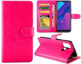 Voor Huawei Honor Play9A / Honor9A Crazy Horse Textuur Lederen Horizontale Flip Beschermhoes met Houder & Kaartsleuven & Portemonnee & Fotolijst (Magenta)