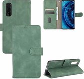 Voor OPPO Find X2 Effen Kleur Huidgevoel Magnetische Gesp Horizontale Flip Kalfsstructuur PU Lederen Case met Houder & Kaartsleuven & Portemonnee (Groen)