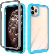 Voor iphone 11 pro max sterrenhemel effen kleur serie schokbestendige pc + tpu beschermhoes (lichtblauw)