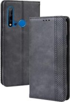 Magnetische gesp Retro Crazy Horse-textuur Horizontale lederen flip-hoes voor Huawei P20 lite (2019) / Nova 5i, met houder & kaartsleuven en fotolijst (zwart)