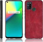 Voor OPPO Realme C17 / Realme 7i Schokbestendig Naaien Koe Patroon Huid PC + PU + TPU Case (Rood)