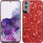 Voor Samsung Galaxy S21 5G glitter poeder schokbestendig TPU beschermhoes (rood)