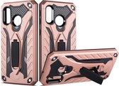 Shockproof TPU + PC beschermhoes met houder voor Galaxy A40 (Rose Gold)