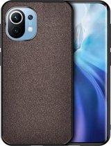 Voor Xiaomi Mi 11 schokbestendige splicing PU + stoffen beschermhoes (gemerceriseerd bruin)