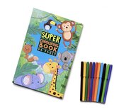 Super Colouring Book - Wilde Dieren - Kleurboek - 96 pagina's - incl. Kleurstiften - Tekenset
