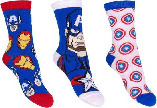 Marvel Avengers Captain America - sokken - pack 1 - 3 pack - maat 23-26