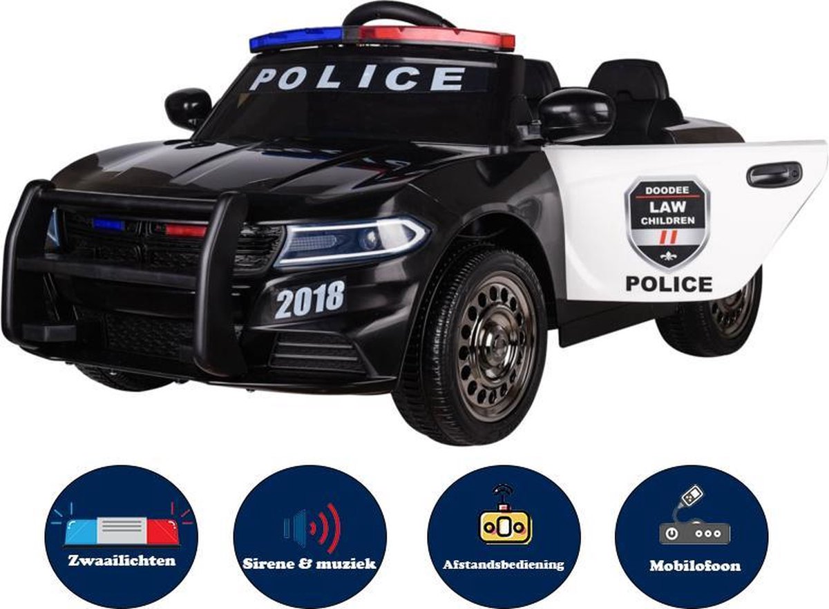 Dodge Charger kinder politieauto 12v met Afstandsbediening - Sirene -  Zwaailichten -... | bol.com