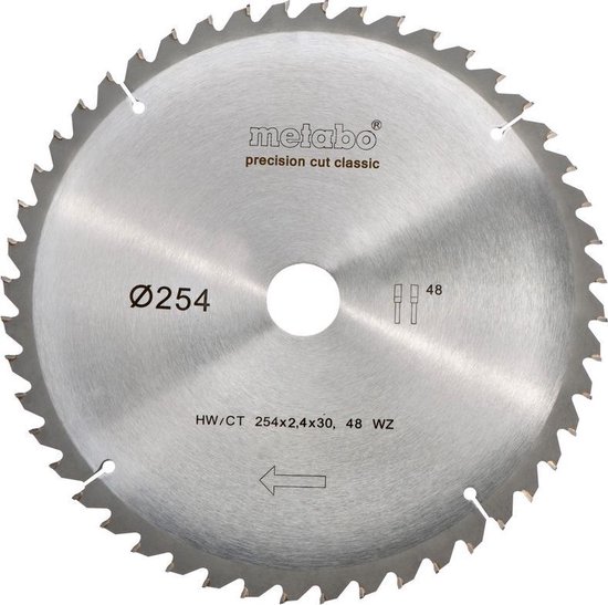 Metabo 628061000 Precision Cut Cirkelzaagblad - 254 x 30 x 48T - Hout