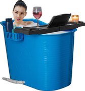 EKEO - Zitbad voor volwassenen – Bath Bucket – 200L – Mobiele badkuip – Inclusief Badrek - Blauw