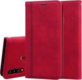 Voor Samsung Galaxy A20s Frosted Business Magnetische Horizontale Flip PU lederen tas met houder & kaartsleuf & lanyard (rood)