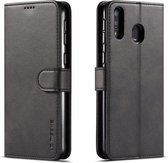 Voor Galaxy M30 LC.IMEEKE Horizontale lederen flip-hoes met kalfsleer, met houder en kaartsleuven en portemonnee (zwart)