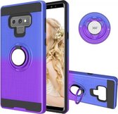 Voor Galaxy Note 9 2 in 1 pc + TPU beschermhoes met 360 graden roterende ringhouder (blauw paars)