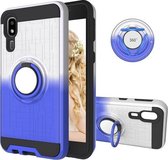 Voor Galaxy A2 Core 2 in 1 pc + TPU beschermhoes met 360 graden roterende ringhouder (zilverblauw)