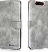 Voor Galaxy A80 / A90 Diaobaolee Pure Fresh Texture Horizontale Flip Leather Case, met houder & kaartsleuf & portemonnee & fotolijst (grijs)