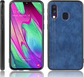 Voor Galaxy A30 / A20 Schokbestendig Naaien Koe Patroon Huid PC + PU + TPU Case (Blauw)