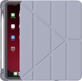 Multi-opvouwbaar oppervlak PU-leer Matte anti-drop beschermende TPU-hoes met pengleuf voor iPad Air 2020 10.9 (lavendel paars)