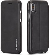 Voor iPhone X / XS Hon Ancient Series lederen tas met kaartsleuven en houder en portemonnee (zwart)