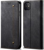 Voor iPhone 11 Denim Texture Casual Style Horizontale Flip Leather Case met houder & kaartsleuven & portemonnee (zwart)