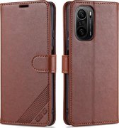 Voor Geschikt voor Xiaomi Poco F3 AZNS Schapenvacht Textuur Horizontale Flip Leren Case met Houder & Kaartsleuven & Portemonnee (Bruin)