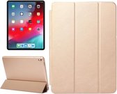 Horizontale lederen flip-hoes in effen kleur voor iPad Pro 11 inch (2018), met drie-uitklapbare houder en wek- / slaapfunctie (goud)