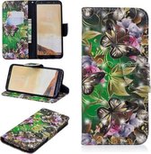 3D Gekleurde Tekening Patroon Horizontale Leren Flip Case voor Galaxy S8 Plus, met Houder & Kaartsleuven & Portemonnee (Groene Vlinder)