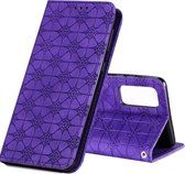 Voor Samsung Galaxy S20 FE Lucky Flowers Embossing Pattern Magnetische Horizontale Flip Leather Case met houder & kaartsleuven (paars)