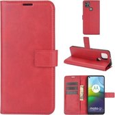 Retro kalfspatroon gesp horizontale flip lederen tas met houder & kaartsleuven & portemonnee voor Motorola Moto G9 Power (rood)